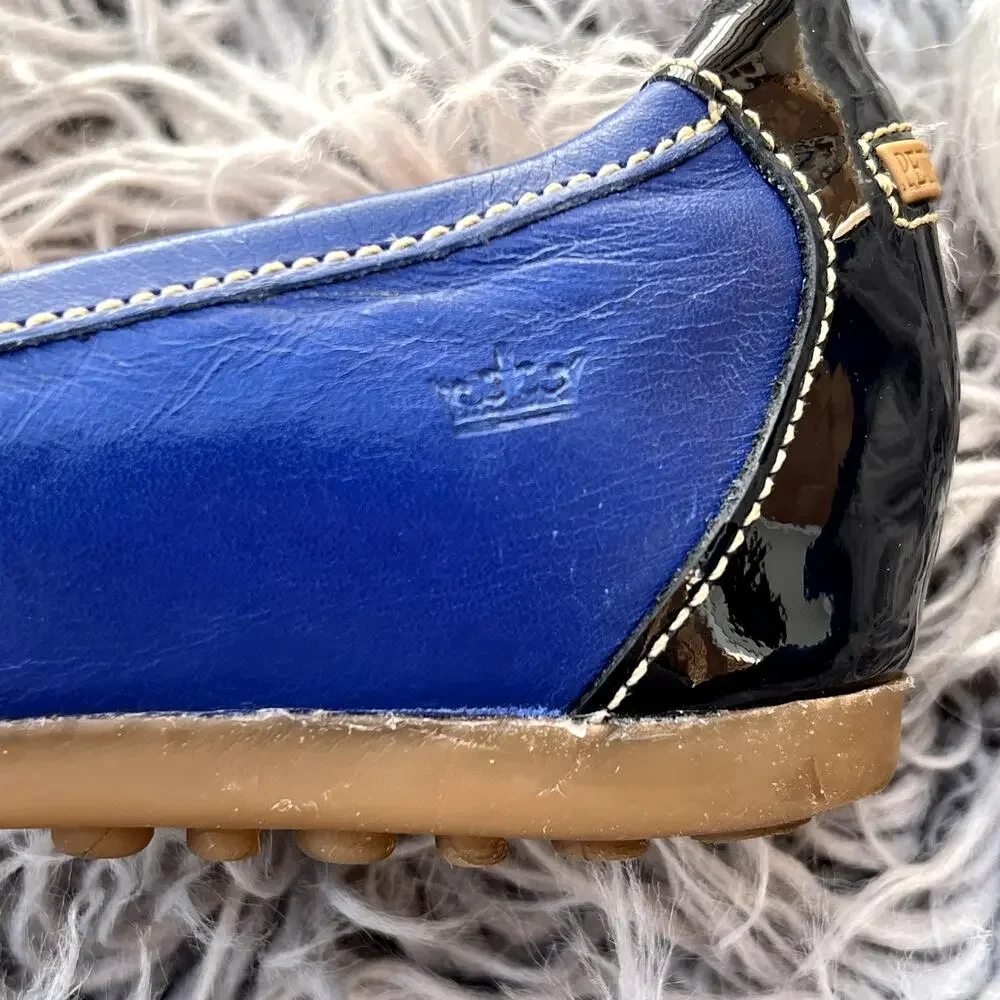 Peter Millar Leather Moccasins Golf Flats Driving Shoes Womens 7.5 Blue Tassels - Picture 5 of 11
